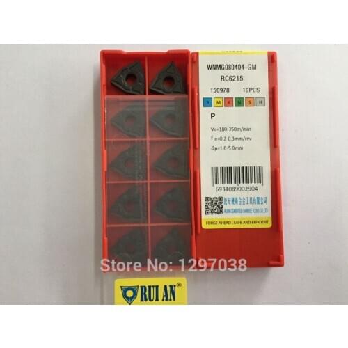 10pcs CNC carbide blade WNMG080404-GM-RC6215 ,high linear velocity continuous cutting Hard a little of Steel parts Better effect