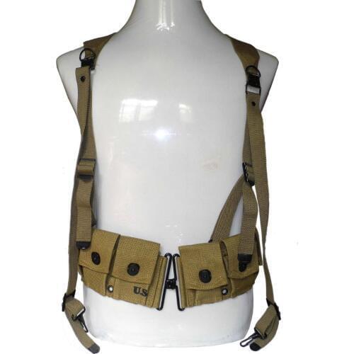 WW2 WWII US MAGAZINE BELT AND SOLDIER SUSPENDERS STRAP FULL SET MILITARY SOLDIER COMBINATION