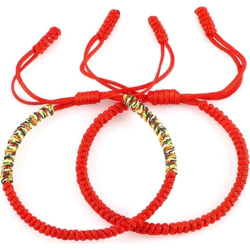 2Pcs/Set Couples Multicolor Tibetan Buddhist Handmade Braided Bracelets Women Lucky Adjustable Bangles Men Best Friend Jewelry