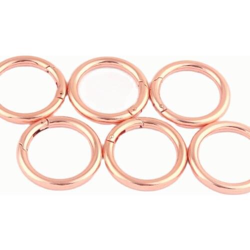 33mm Rose Gold Split Ring Round Ring Dog Collar Hardware Trigger Clip Buckles Key Ring Charm Metal Clasp Connector Purse Making