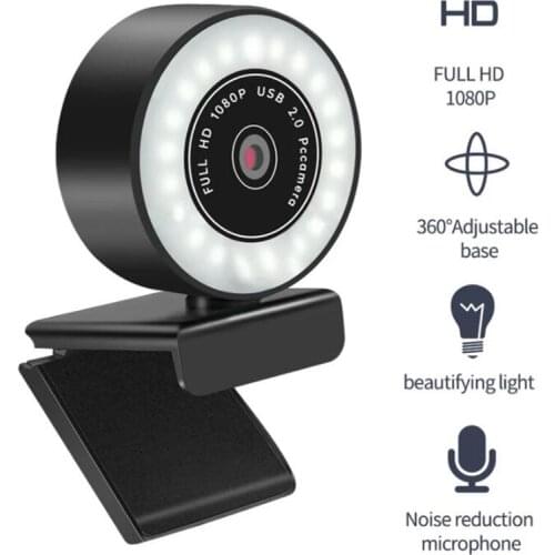 5MP/2K/1080P HD Webcam With Microphone LED Web Camera For Computer PC Video Recording Webcams Auto-Focus Adjustable Base Cam USB