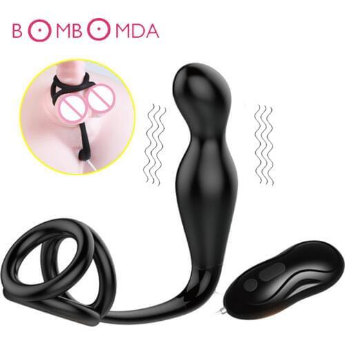 Wireless Remote Control Anal Vibrators Penis Bondage Delayed Ejaculation Ring Prostate Massager Dildo Butt Plug Sex Toys For Men
