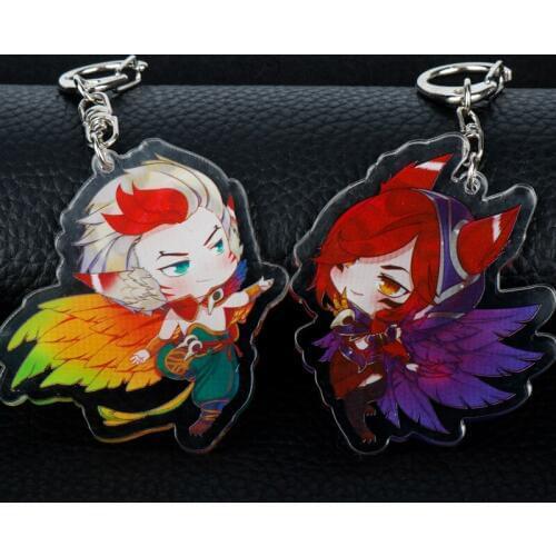 Cartoon Figure Keychian Game LOL Double-sides Transparent Acrylic Key Chain Key Ring Men Fans Car Accessories Chaverios