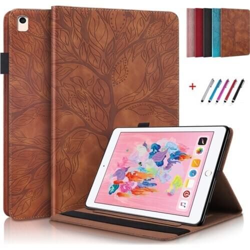 Tablet Coque For iPad 9.7 Case 2017 2018 Emboss Tree Flip Wallet Leather Cover For iPad Air 1 2 Case For iPad 5 6 th Generation