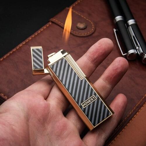 Honest Grinding wheel Butane Gas Inflate Lighter Side Ignition open flame creative lighter Mens Smoking Gift