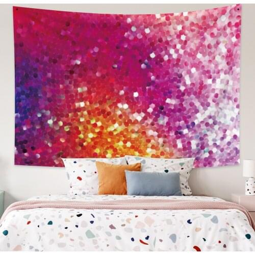 Purple with Red Shining Stars Tapestry Vintage Exotic Summer Plant Nature Frame for Bedroom Photography Wall Decor