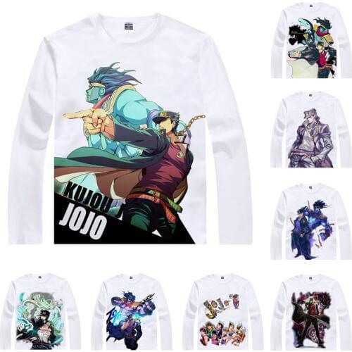 Kujo Jotaro Star Platinum T Shirt JoJos Bizarre Adventure Men T-shirt Casual Vintage TShirt Printed Long Sleeve Shirts