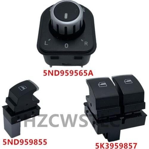Chrome Window Switch Mirror Button 5K3959857 5ND959565A 5ND959855 for VW Passat B6 Eos Golf 5 6 Plus GTI Mk5 Mk6 Tiguan SCIROCCO