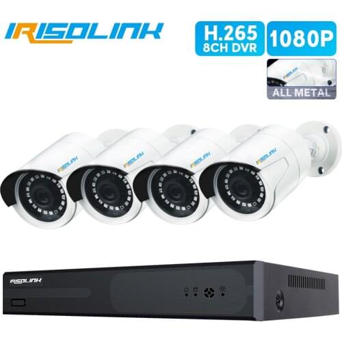 Irisolink 1080P Cctv Video Surveillance System 8CH H.265 5in1 DVR 4pcs Surveillance Cameras Nightvision IP67Waterproof CCTV Kits