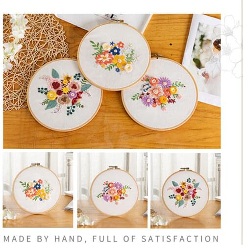DIY Flower Painting Embroidery Interesting Handicrafts DIY Material Kits Beginner Embroidery Set Embroidery Thread Cross Stitch