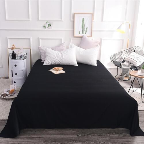100% Cotton Pure Color Flat Sheet Bedding Set Bed Linens Fitted Sheet Queen/ King Size Gray Black White Bed Set40