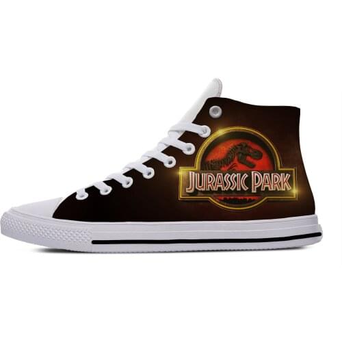 Jurassic Park Movie Dinosaur Cartoon Hot Fashion Casual Cloth Shoes High Top Lightweight Breathable 3D Print Men women Sneakers
