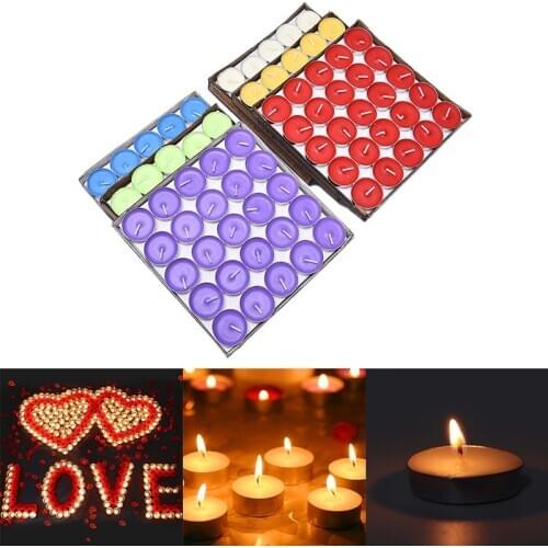 50pcs/Set DIY Round Smokeless Scented Tealight Candles For Birthday Party Decorative Candles
