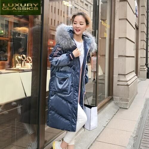 Jacket Winter Women Down 90% White Duck Down Coat Female Real Fur Hooded Warm Clothes Long Thick Warm Coat Jacket LWL1156