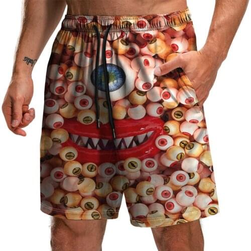 Summer Fashion Casual Shorts Hot Sale 3D Eyes Digital Printing Mens Surf Shorts Loose Quick Dry Beach Swimming Pants Size S-6XL
