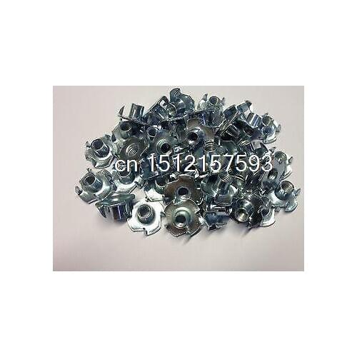 Lot50 Metric M6 Zinc Plated Steel T Nuts Blind Nuts 4 Prongs Knock In Wood