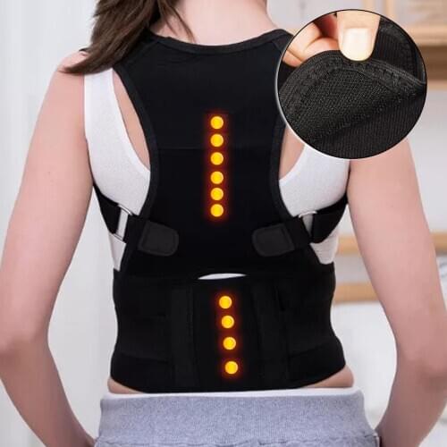 Magnetic Posture Back Support Corrector Double Pull Brace Shoulder Trainer Muscle Lumbar Strap Pain Relief Waist Trimmer Belt