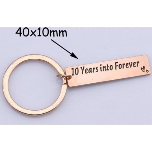 Fashion Stainless Steel Custom Keychain For Friends Or Couples Gifts Birthday Surprise Friendship Love: 10 Years Into Forever