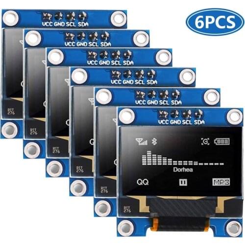 6pcs 4pin 0.96" White 0.96 inch OLED 128X64 OLED Display Module 0.96" IIC I2C Communicate for arduino