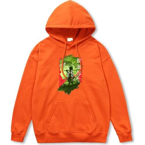 Demon Slayer Anime Kamado Tanjirou Print Hooded Mens Autumn fur-liner Hoodies Simple S-XXL Hoodie Street Quality Clothing mens