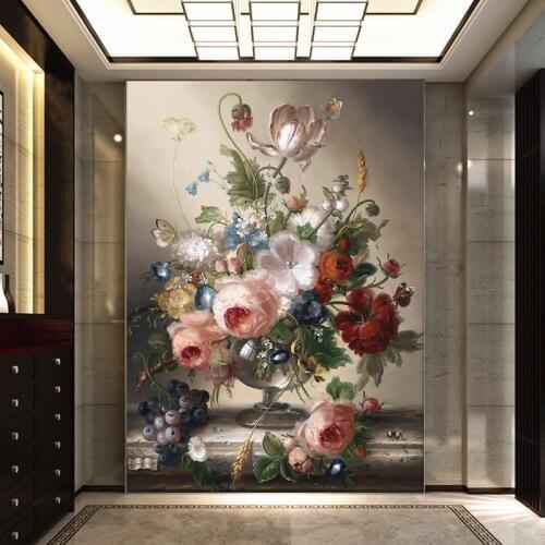 Custom 3D Flower Wallpaper Mural Floral Modern European Decor Entrance Hallway Background Livingroom Bedroom Damask Desktop