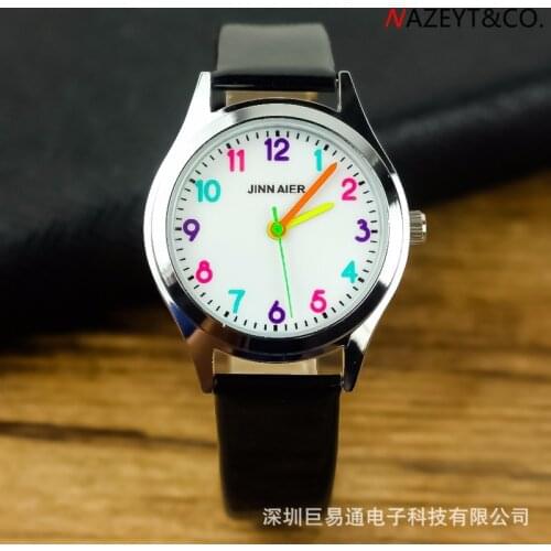 The new belt color needle colored digital contracted children watch early know time quartz watch
