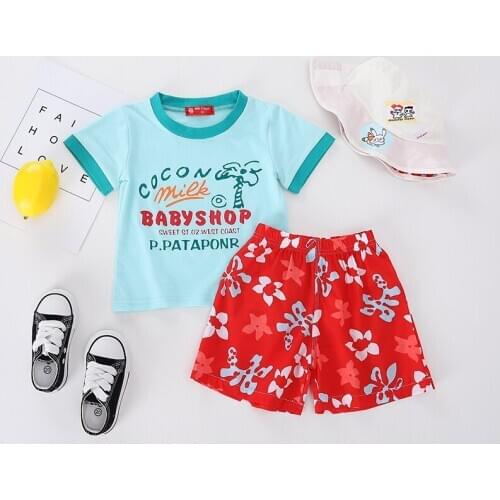 Twin Infant Clothing Baby Boy Summer Cloth Set 2019 New Summer New Born Baby Boy Clothes Cartoon Clothes Sets with Hat