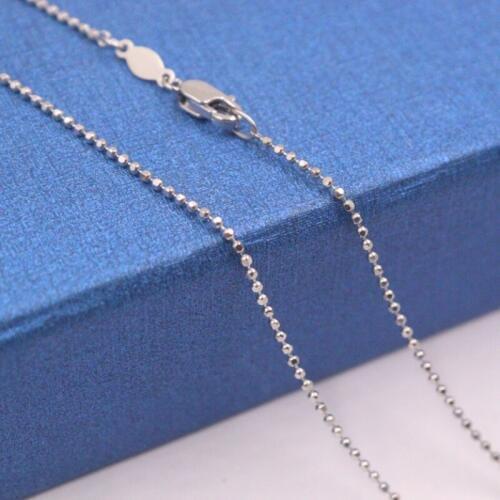 Real Platinum 950 Necklace Womens Chain 1.1mm Carved Beads Rolo Link 17.7''L Gift Neckalce Jewellery