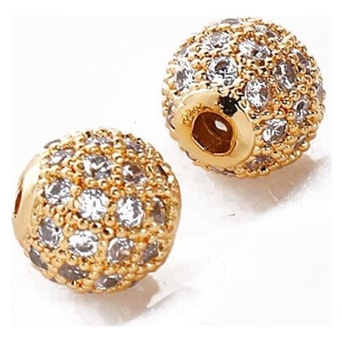 2PCS Bead Necklace Pendant 18K Gold Plated Charms for Jewelry Findings Making Inlaid with Zircon DIY Brass Supplies Accessories