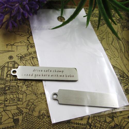 20pcs--"drive safe champ I need you here with me babe"stainless steel charms DIY pendants for necklace