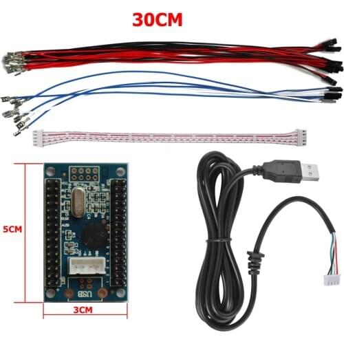 RAC-C300 Zero Delay USB Encoder PC Arcade Joystick Button Board Cable 5Pin 2Pin 4.8mm Kit