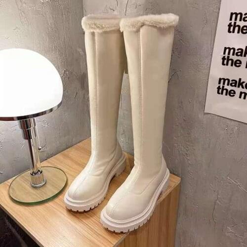 2021 new autumn and winter Korean version of the back boots, female but knee-back zipper high boots, thick heel thick bottom Kor