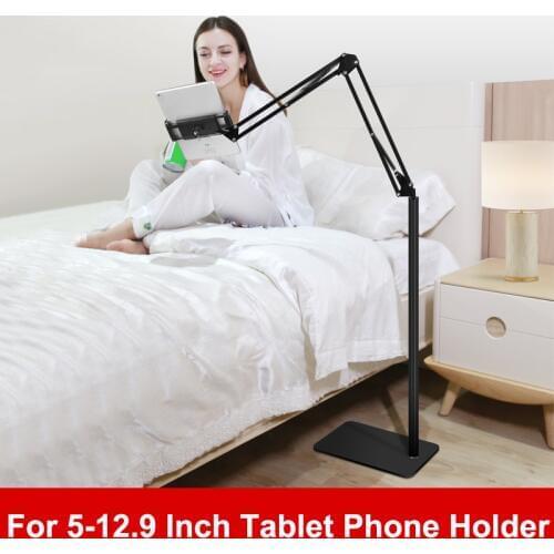 Foldable Arm Floor Tablet Stand for Ipad Air Mini Pro 5-12.9 Inch Lounger Bed Tablet Phone Holder for iPhone X 11 Huawei Samsung