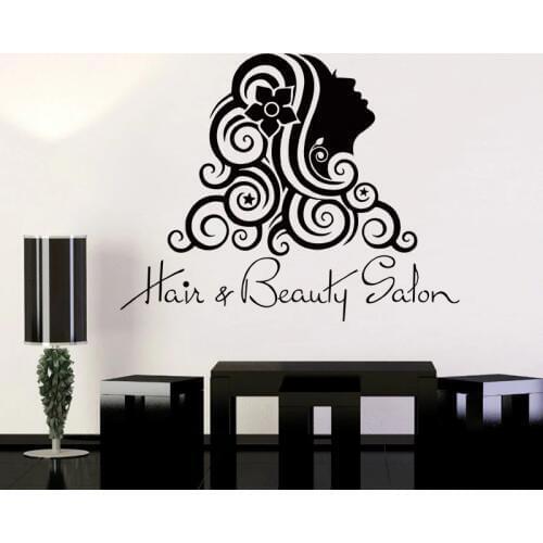 Beauty Salon Sticker Hair Salon Wall Decal Barber Shop Scissor Vinyl Window Decals Decor Mural Hairdresser Glass Sticker