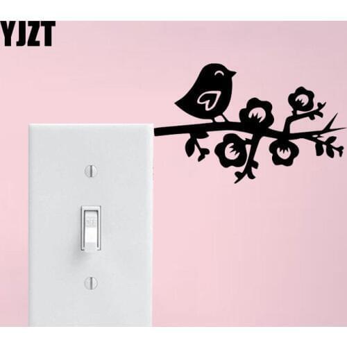 YJZT Cute Cartoon Wall Decal Living Room Decor Vinyl Switch Sticker Birds On Branches 17SS0169
