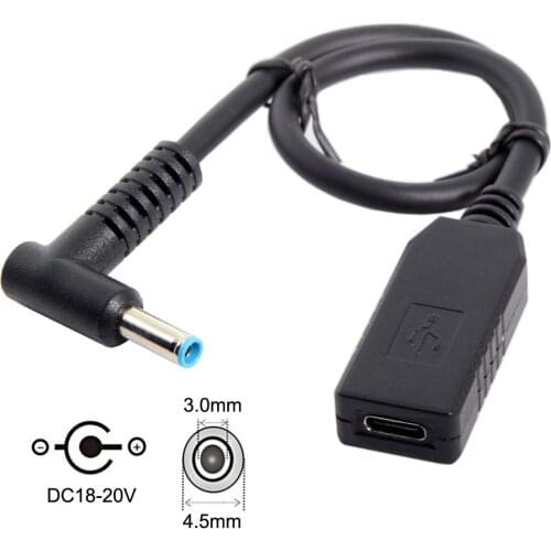 Xiwai USB 3.1 Type C USB-C to DC 20V 4.5 3.0mm Dell HP Power Plug PD Emulator Trigger Charge Cable for Laptop