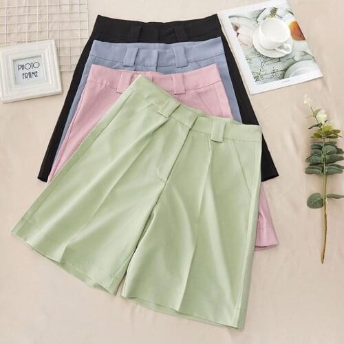 Womens Wide Leg Shorts with Pockets Plus Size Summer Long Shorts for Women with High Waist Casual Pink Loose Khaki Knee Length