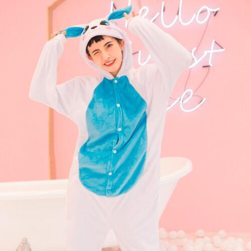 Adult Anime Blue Rabbit Kigurumi Onesies Costume For Women Animal Donkey Wolf Stitch Onepieces Sleepwear Home Cloths Girl