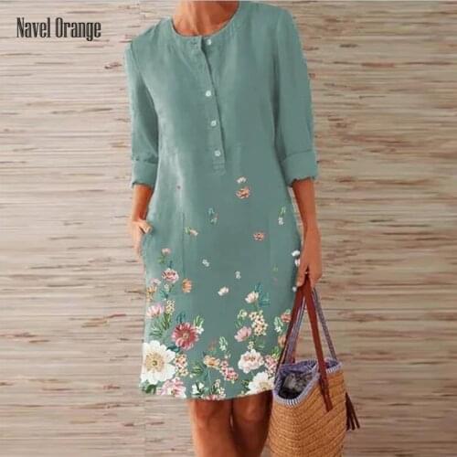 Women O-Neck Full Sleeve Button Mini Dress Summer Sweet Style Printing Party Dress Plus Size 3XL Elegant Female Dress Vestidos