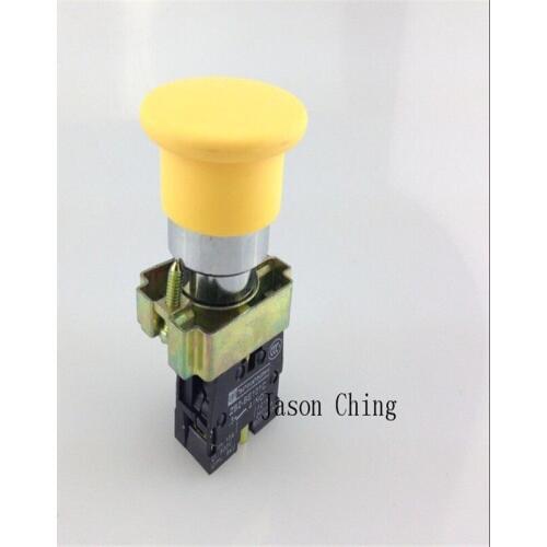 5Pcs/Lot XB2-BC51 1 NO Momentary Yellow Mushroom Head Push Button Switch N/O Brand New