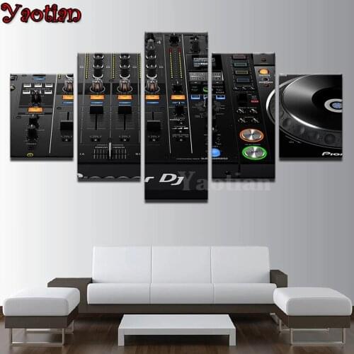 5 Pieces Music DJ Console Instrument Mixer full square round Diamond Embroidery mosaic picture rhinestone diamond Painting Club