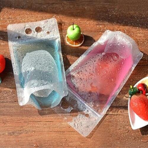 50 PCS Disposable Juice Coffee Liquid Bag Kitchen Vertical Zipper Seal Drink Bag Clear Drink Pouches Party Tableware