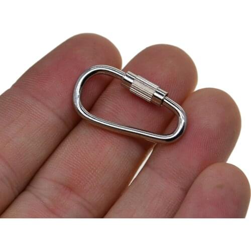 50pcs Locking Carabiner D Shape Buckle Pack, Keychain Clip, Snap Key Chain Clip Hook Screw Gate Buckle