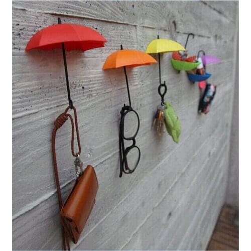 6pcs Free Nail Storage Hook Rails Colorfull Umbrella Shaped Single Wall Hooks Rack Small Decorative Home Decor Sundrie Organizer