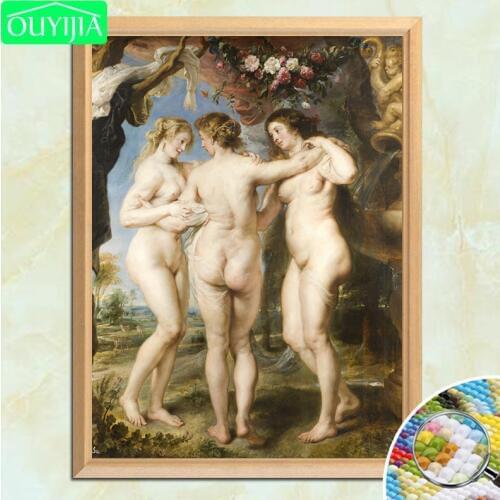Rubens Famous Painting "The Three Graces" 5D DIY Diamond Painting Full Square Diamond Embroidery Rhinestone Mosaic Picture