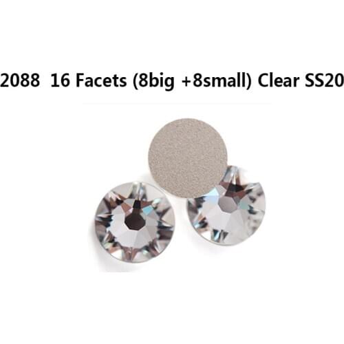 Free Shipping 1440pcs 2088 AAAA Top Quality 16 Facets ss20 (4.8-5.0mm) Crystal Clear Flat Back Nail Art Non Hotfix Rhinestones