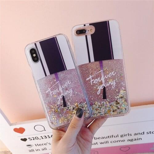 Nail Polish Glitter Liquid Flowing Floating Quicksand Bling Sparkle Phone Case for iPhone 6 7 8 Plus X XR 11 Pro