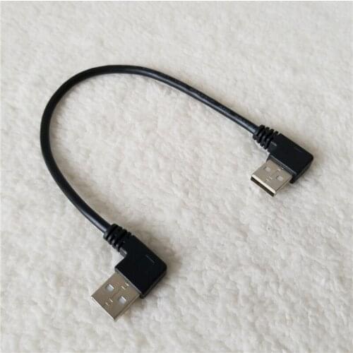 Dual Left Angle 90 Degree Bending USB Type Adapter Data Extension Power Supply Cable for Mobile Hard Drive Notebook 25cm