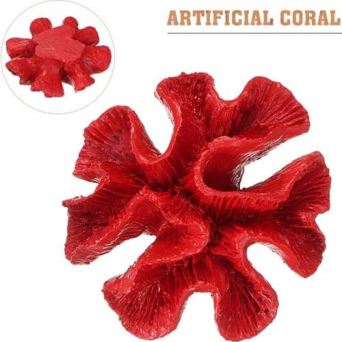 Simulation Red Coral Reef Aquarium Resin Ornament Fish Tank Landscaping Decors Aquarium Accessories