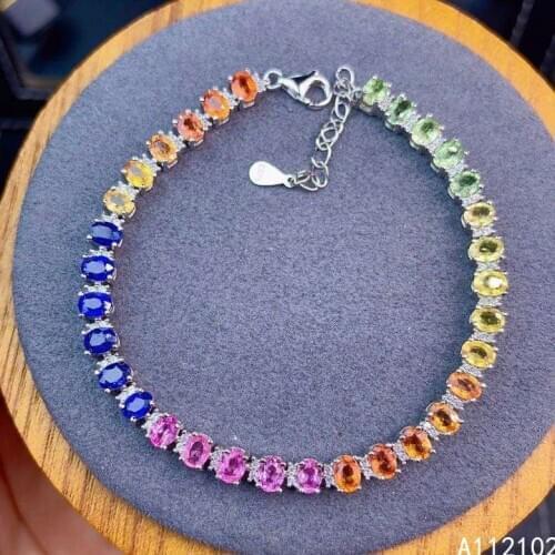 KJJEAXCMY fine jewelry 925 sterling silver inlaid natural color sapphire luxury girl hand bracelet support test Chinese style